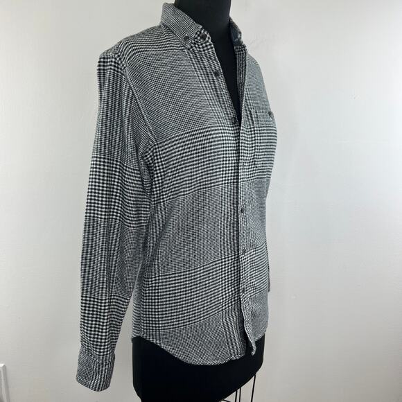 J. Crew Gray Houndstooth Long Sleeve Button-Down Elbow Patch Shirt Size XS - Picture 3 of 9